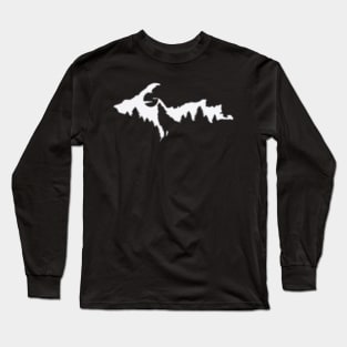 Upper Peninsula Wolf Howling at The Moon Merch Long Sleeve T-Shirt